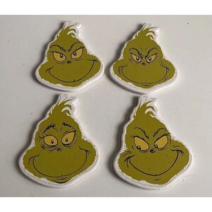 Set Of 4 Dr Seuss THE GRINCH WHO STOLE CHRISTMAS Ceramic Coasters Different Face